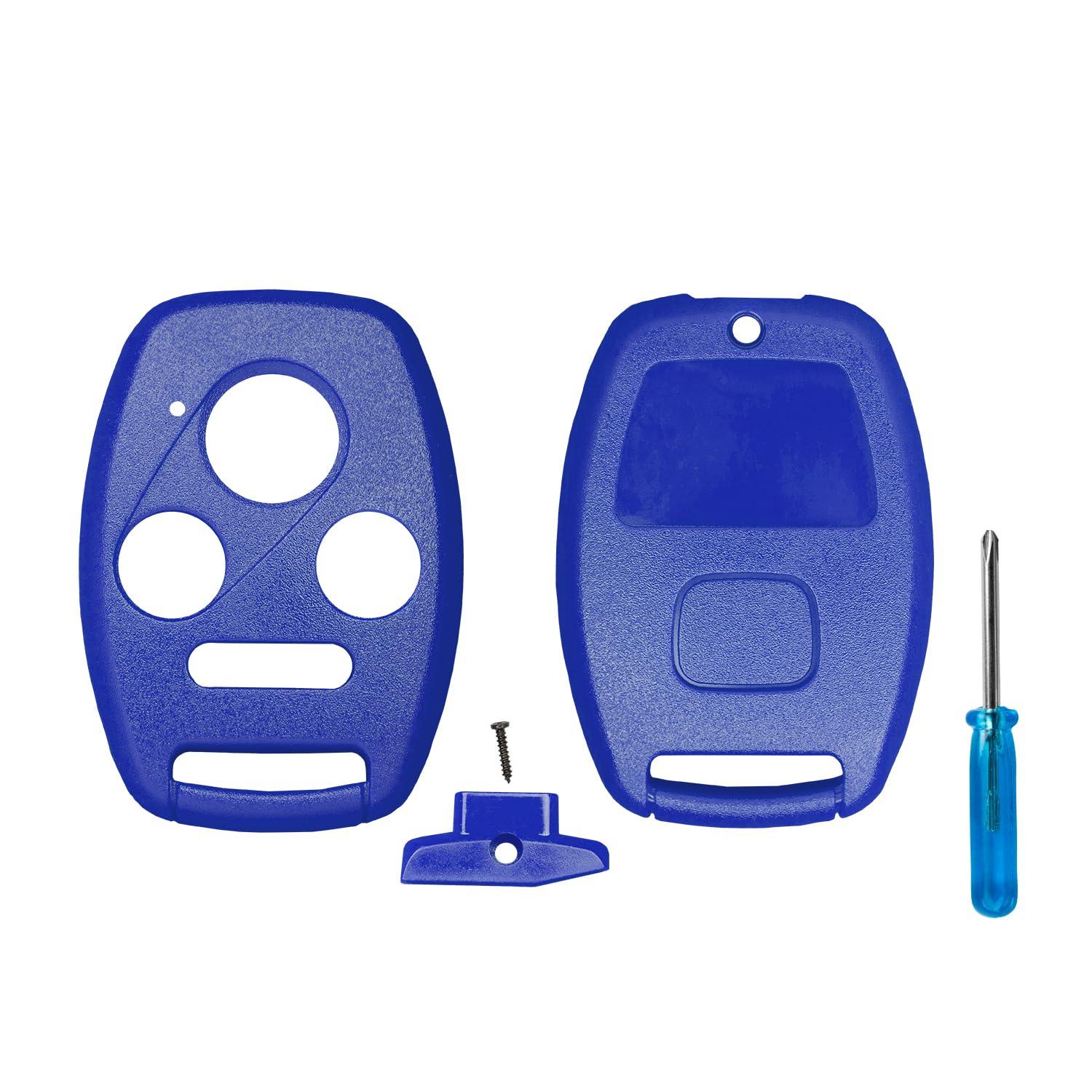 Car Remote Head Key 4 Button Shell Case for Honda Civic Accord Pilot Element CR-V (No Key Cutting Required) (Blue)