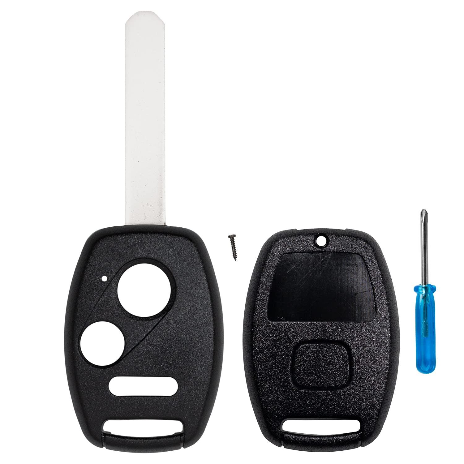 Shell Case for Remote Head Key for Honda CR-V Pilot Fit Odyssey Ridgeline (3 Button w/ Chip Holder)
