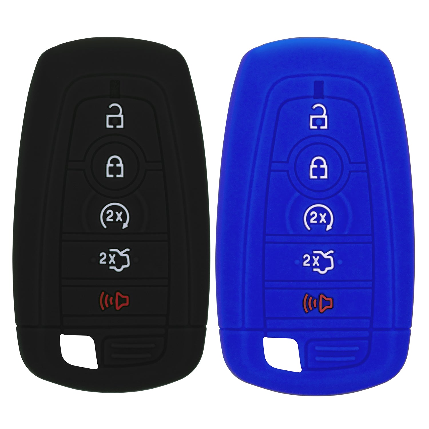 Silicone Case for Smart Key Remote Keyless Entry for Ford Fusion Explorer Edge Mustang Expedition M3N-A2C93142600 164-R8149 164R8149 R8149 (Black & Blue)