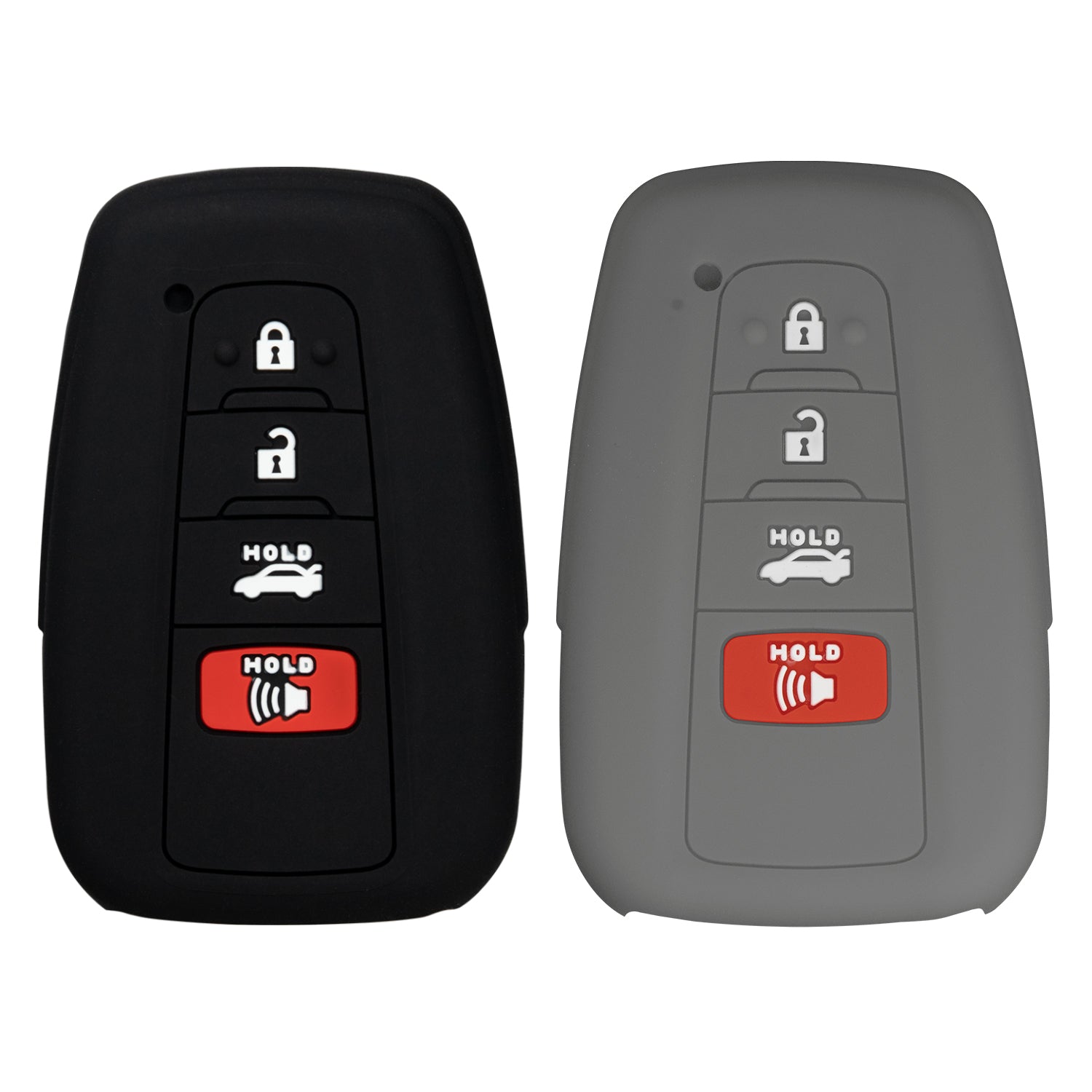 Silicone Case 4 Button Shell for Toyota Smart Proximity Remote Key HYQ14FBE, HYQ14FBC, HYQ14AHP, HYQ14FBN (Black & Gray)