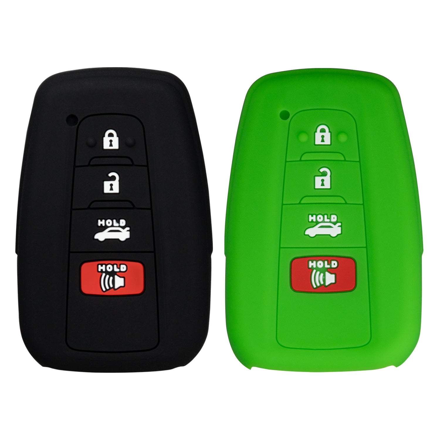Silicone Case 4 Button Shell for Toyota Smart Proximity Remote Key HYQ14FBE, HYQ14FBC, HYQ14AHP, HYQ14FBN (Black & Green)
