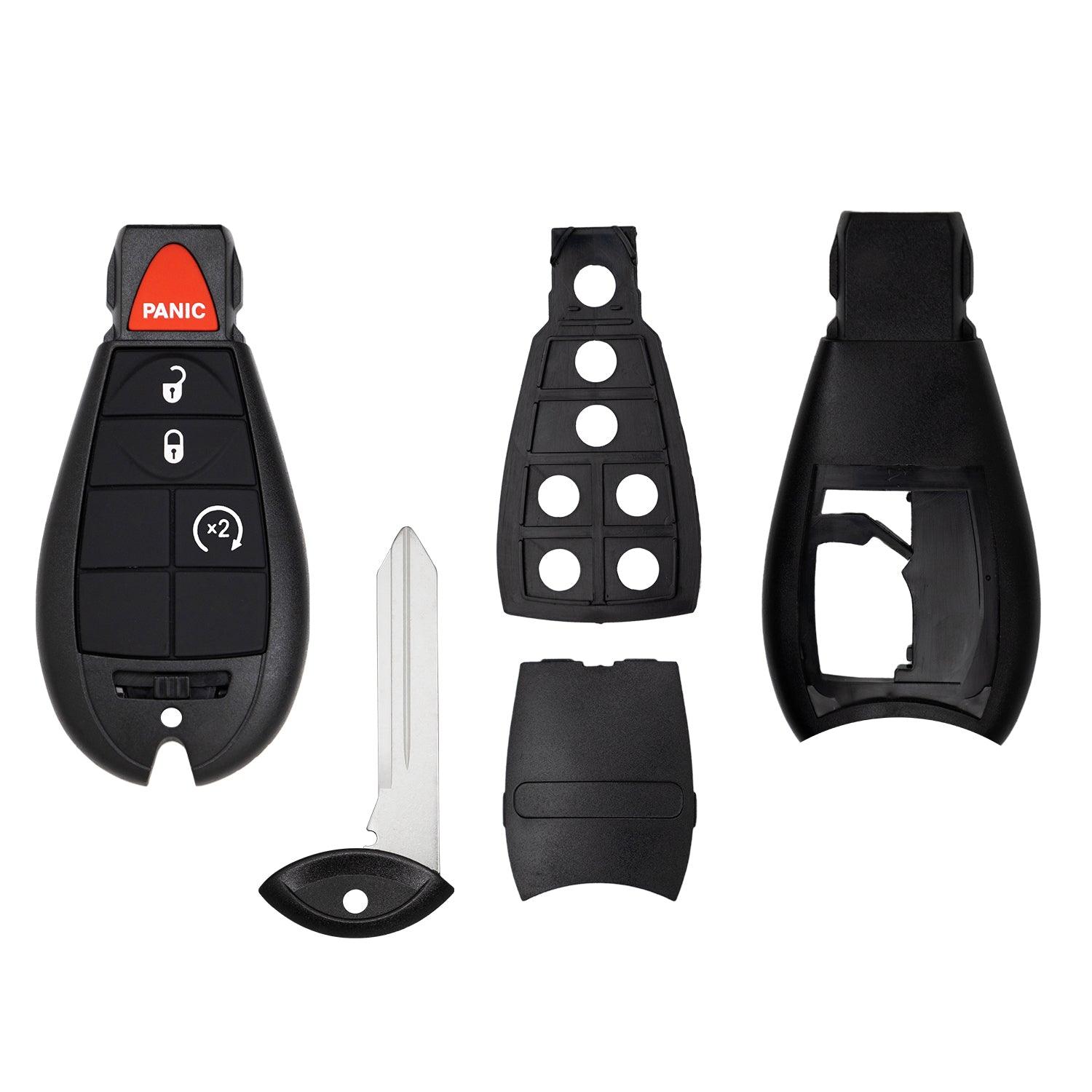 Premium Shell Case Keyless Entry Remote for Grand Caravan Journey Durango Ram Town and Country M3N5WY783X 2008 2009 2010 (4 Button Remote Start)