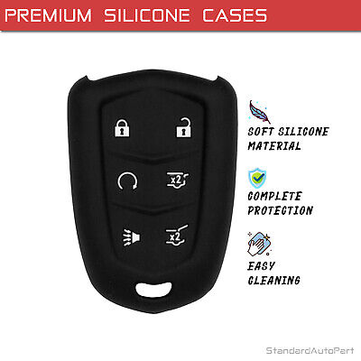 Black 6 Btn Silicone Car Key case for Cadillac Escalade HYQ2AB 13580812 13598511