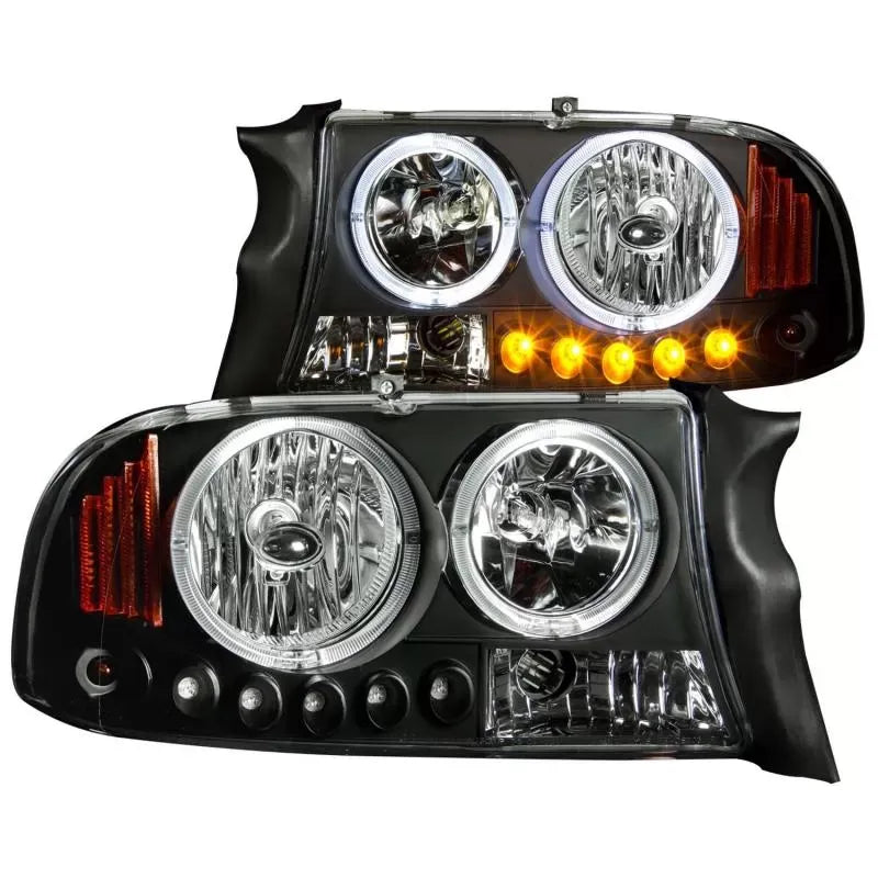 Anzo 111085 USA Crystal Headlight Set Clear Lens Black Housing Pair for Dodge Dakota/Durango
