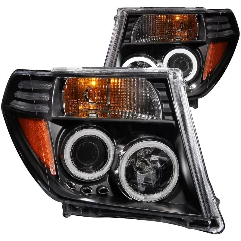 Anzo 111111 USA Projector Headlight Set with Halo for Nissan Frontier/Pathfinder -, Clear Lens, Black Housing, Pair