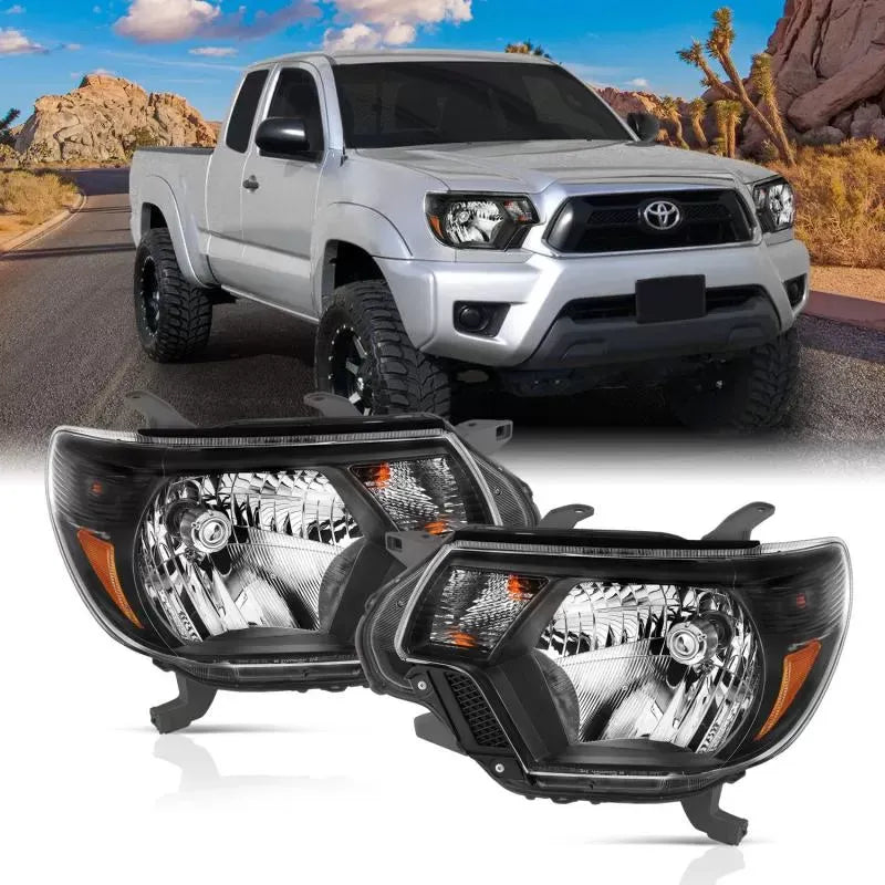 Anzo 111395 USA Crystal Headlight Set Clear Lens Black Housing Pair for