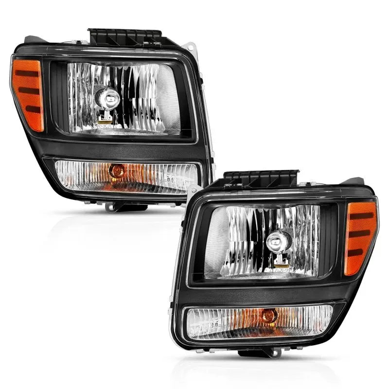 Anzo 111426 USA Crystal Headlight Set Clear Lens Black Housing Pair for