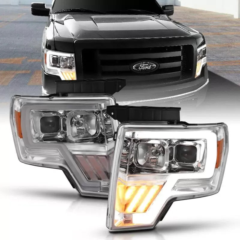 Anzo 111446 USA Projector Headlight Set Clear Lens Chrome Housing Pair for