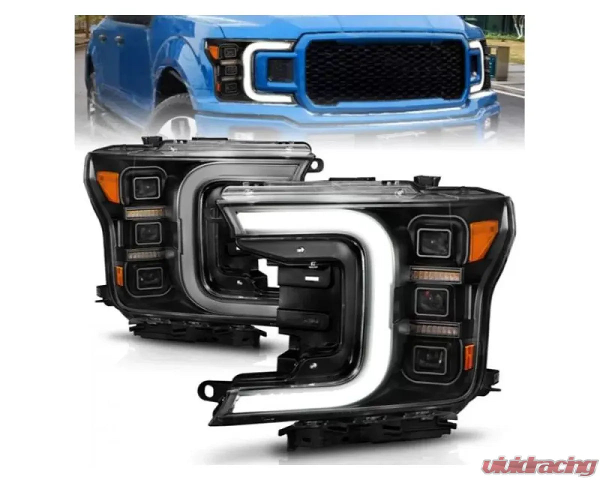 Anzo 111519 USA Full LED Projector Light Bar Headlights Black Amber for