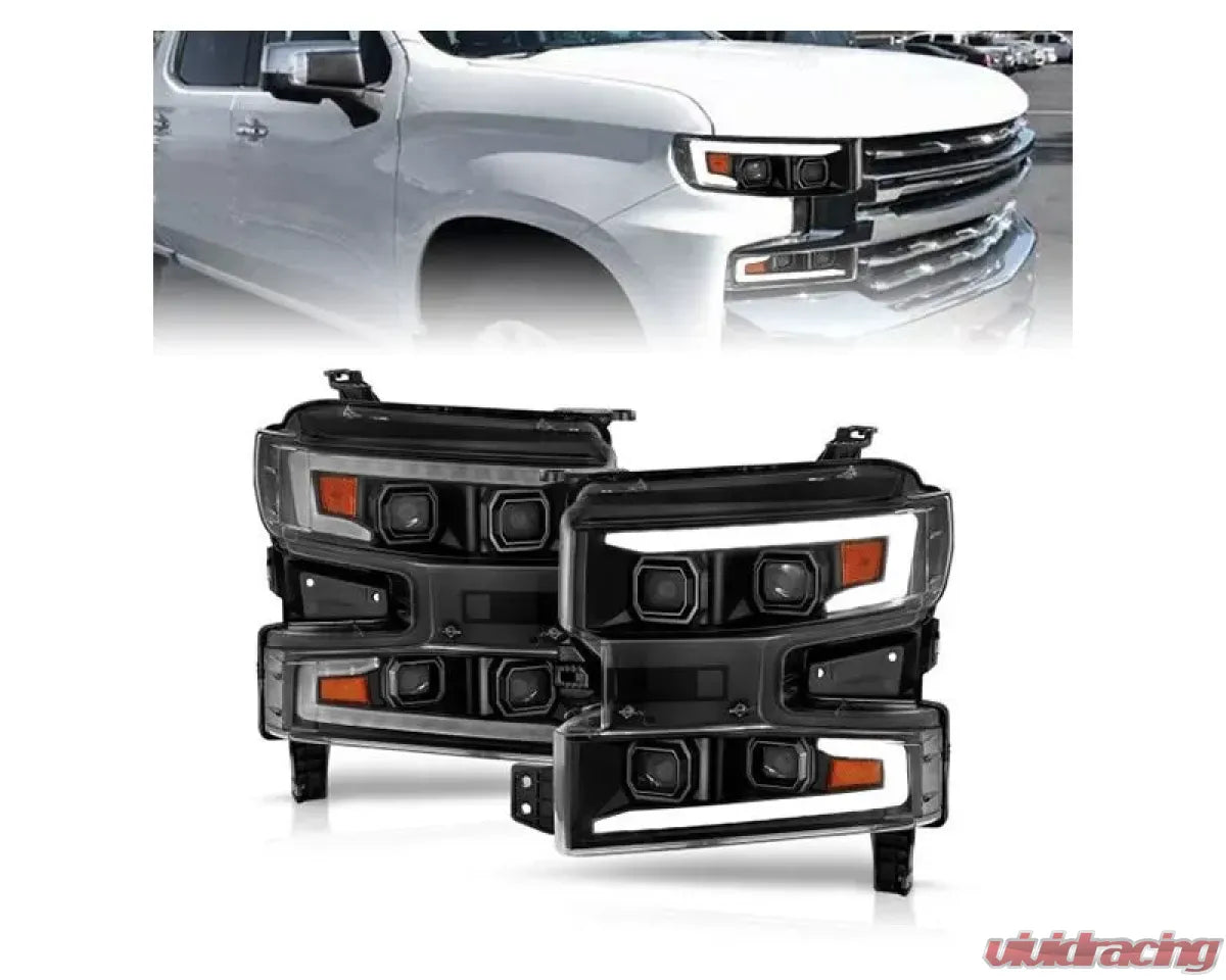 Anzo 111566 USA LED Projector Headlight Driver Side Clear Lens Chrome Housing for Chevrolet Silverado