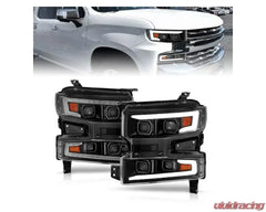 Anzo 111566 USA LED Projector Headlight Driver Side Clear Lens Chrome Housing for Chevrolet Silverado