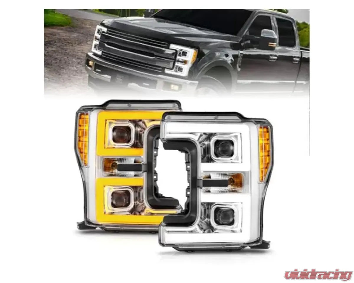 Anzo 111578 USA LED Projector Headlights with Light Bar Switchback Chrome for Ford F-250/F-350/F-450