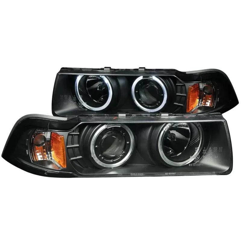 Anzo 121011 USA Projector Headlight Set Clear Lens Black Housing Pair for BMW 2DR Models
