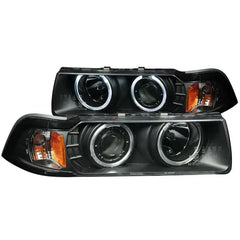Anzo 121011 USA Projector Headlight Set Clear Lens Black Housing Pair for BMW 2DR Models