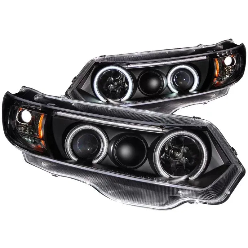 Anzo 121062 USA Projector Headlight Set with Halo Clear Lens Black Housing for