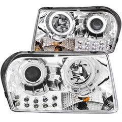 Anzo 121136 USA Projector Headlight Set with Halo for Chrysler 300 -, Clear Lens, Chrome Housing
