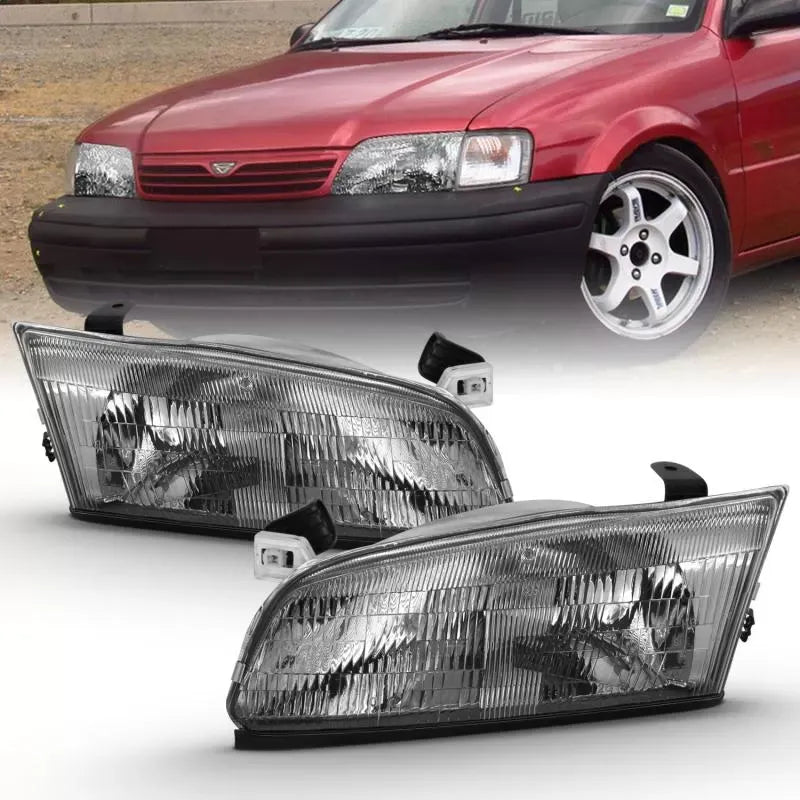 Anzo 121555 USA Crystal Headlight Set Clear Lens Chrome Housing Pair for