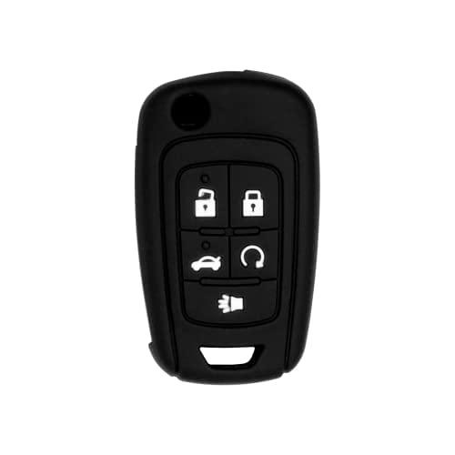 Silicone case for 5 Button Flip Key for Cruze Equinox Impala Malibu Sonic Terrain Lacrosse Regal Verano Encore Allure (Black & Red)