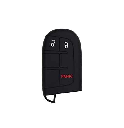 Silicone Case for Keyless Entry Smart Key fob for Jeep Renegade Grand Cherokee Compass Journey Durango Charger 300 200 Cherokee (Sinlge, Black)