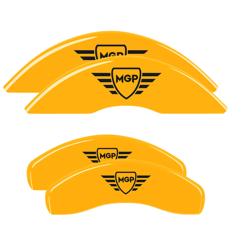 MGP 4 Caliper Covers Engraved Front & Rear MGP Yellow Finish Black Char 2017 Honda Civic