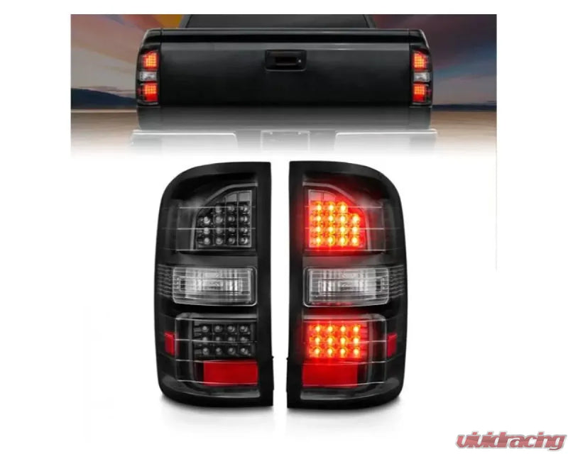 Anzo 311397 USA LED Tail Lights Black Housing Clear Lens for GMC Sierra
