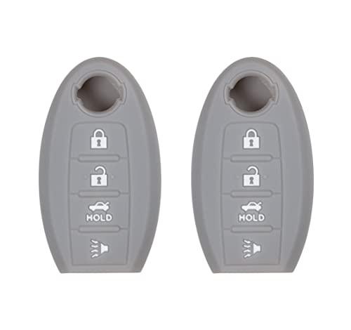 Silicone Case for Proximity Smart Key Fob for Nissan Maxima Sentra M45 M35 CWTWBU735 (Double, Grey)