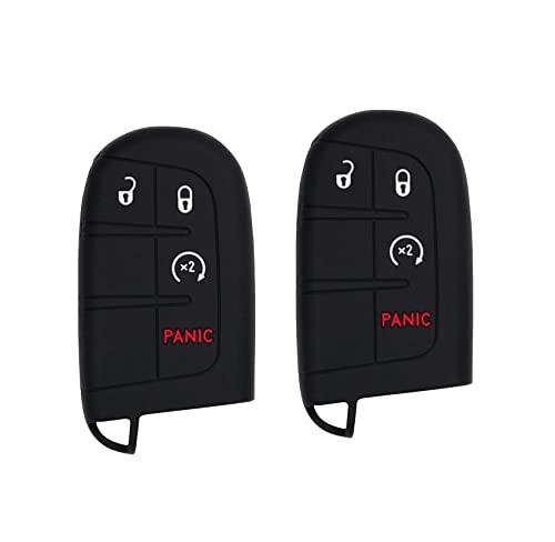 Silicone Case for Keyless Entry Smart Key fob for Jeep Renegade Grand Cherokee Compass Journey Durango Charger 300 200 Cherokee (Double, Black)