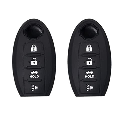 Silicone Case for Proximity Smart Key Fob for Nissan Maxima Sentra M45 M35 CWTWBU735 (Double, Black)