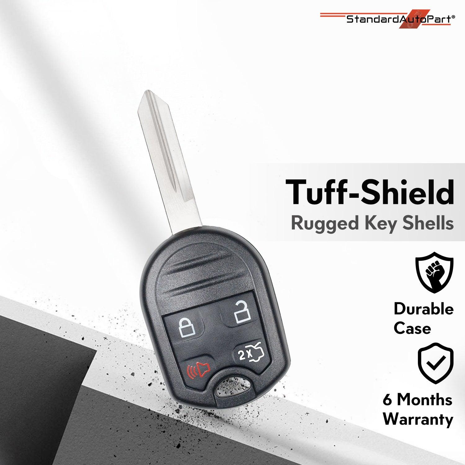Premium Shell Case for Remote Head Key, Rugged Design for Ford Edge Expedition Flex Fusion Taurus 164-R8073 R8073 (4 Button Trunk)
