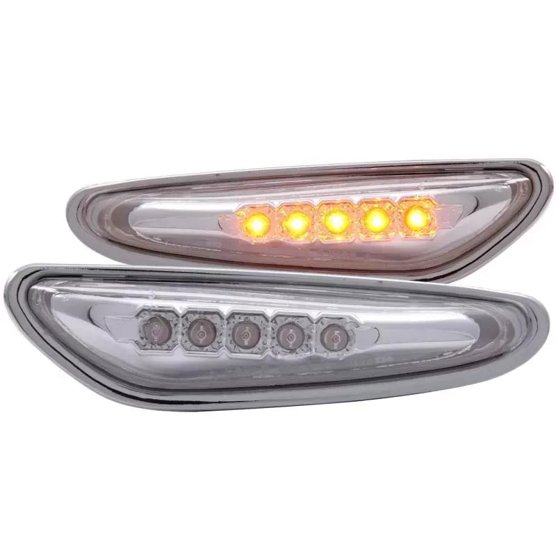 Anzo 511074 USA Side Marker Light Assembly LED Smoke Lens Chrome for BMW E46 4Dr Models