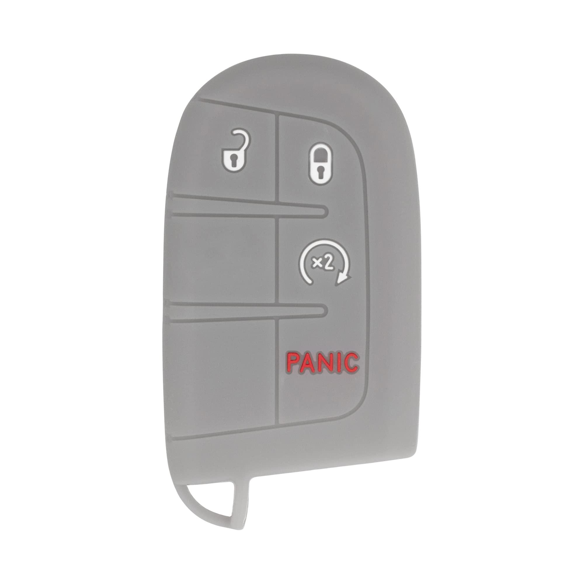 Silicone Case for Keyless entry Smart key fob for Jeep Renegade Grand Cherokee Compass Journey Durango Charger 300 200 Cherokee (Single, Gray)
