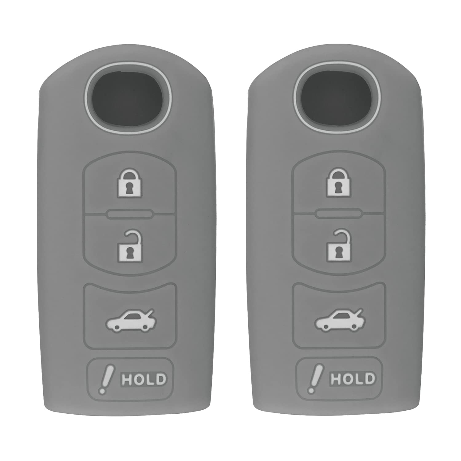 Silicone Case for Smart Key Remote Keyless Entry for Mazda 3 6 CX-5 CX-7 CX-9 MX-5 Miata CX-3 2 Speed 3 KR55WK49383 WAZX1T768SKE11A03 (Double Grey)