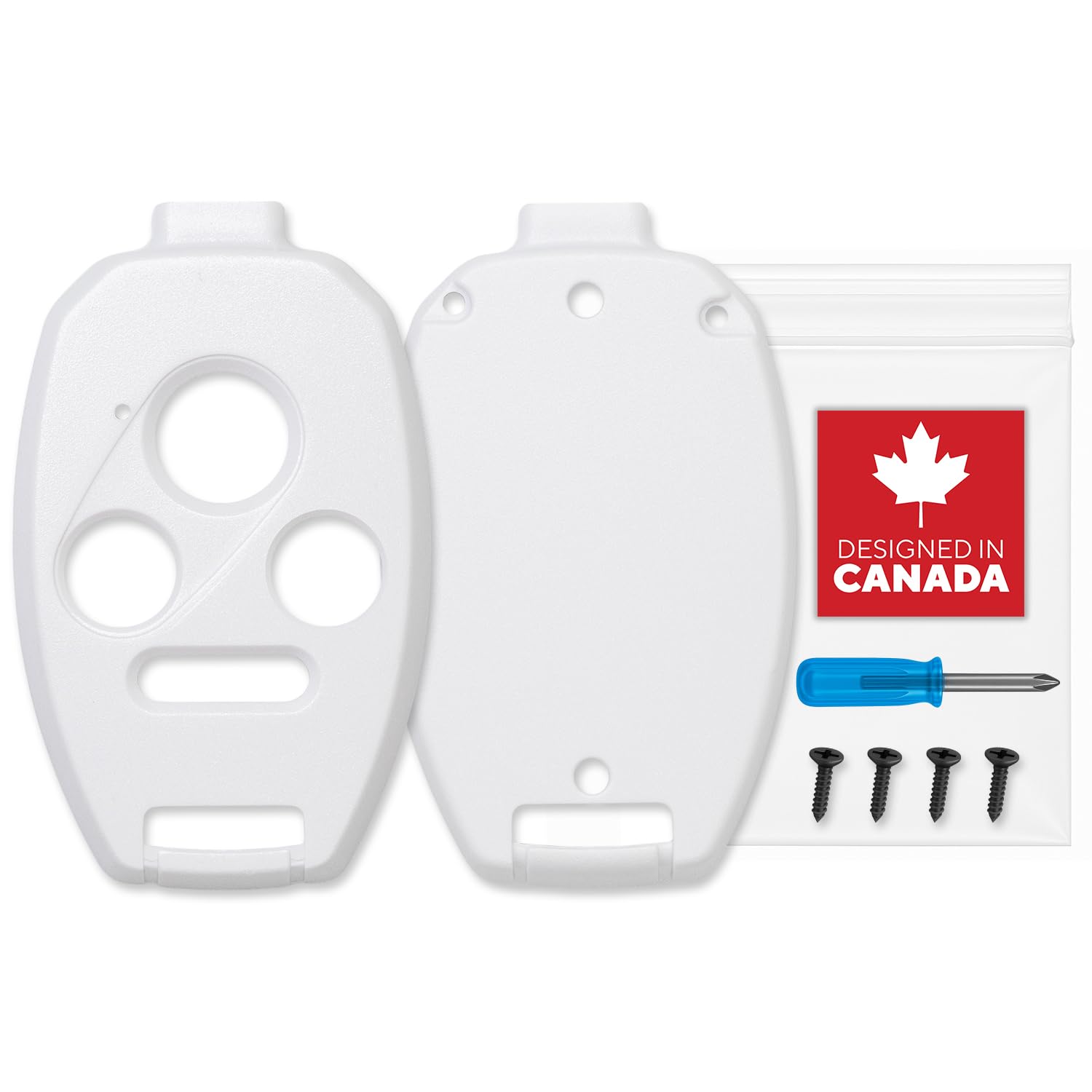 No Cutting Required Key Fob Shell Case for Honda Civic, Accord, CR-V, Pilot ? Durable & Crack-Resistant ? Seamless Fit ? Enhanced Longevity & Functionality ? Upgraded Version (White, 4 Button V3) SAP-HON-V3-WHTE-4B