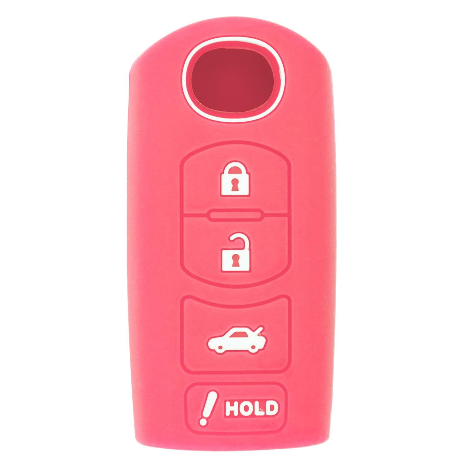 Smart Key Remote Keyless Entry Silicone Case for Mazda 3 6 CX-5 CX-7 CX-9 MX-5 Miata CX-3 2 Speed 3 KR55WK49383 WAZX1T768SKE11A03 (2, Pink)