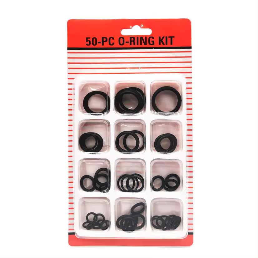 50Pcs Silicone Universal Black O-Ring Sealing Gasket Washer Seal Assortment Set for Automotive & General Plumbling and Faucet Repair