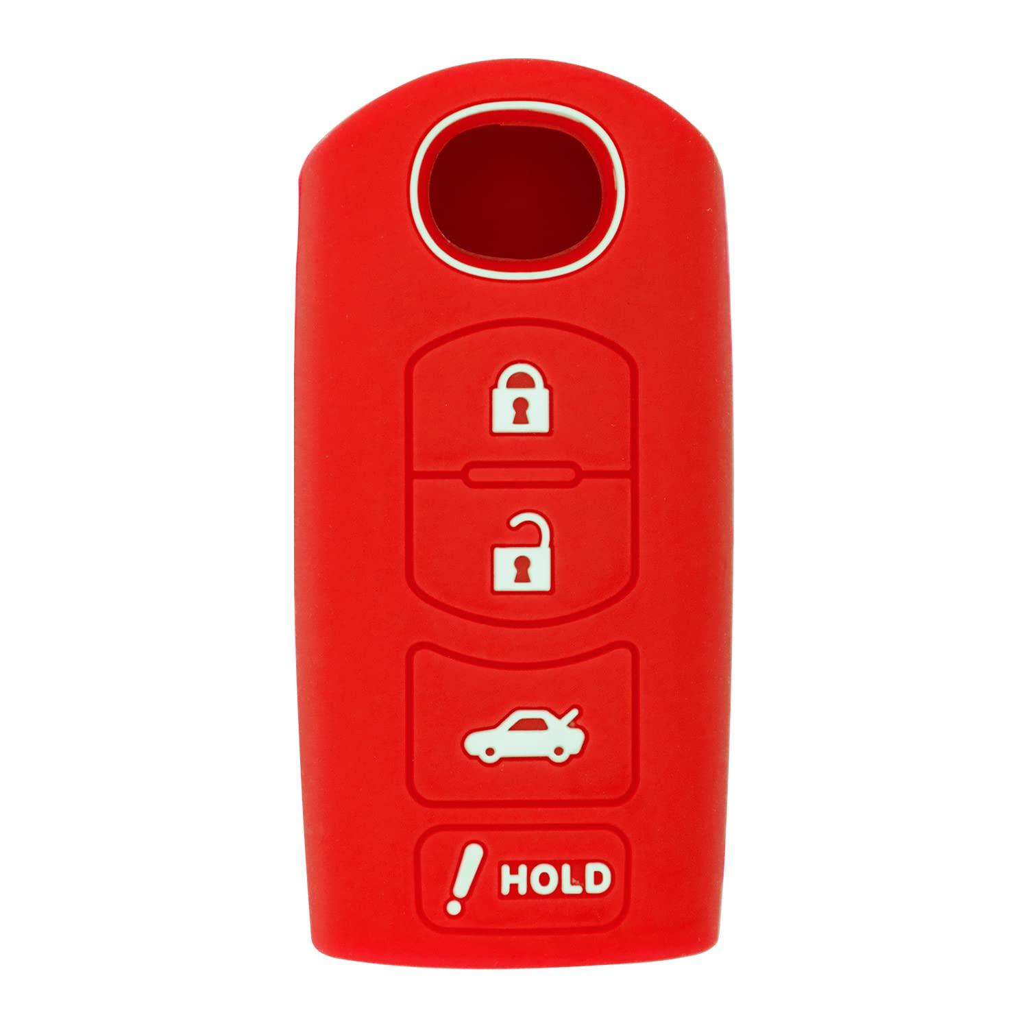 Smart Key Remote Keyless Entry Silicone Case for Mazda 3 6 CX-5 CX-7 CX-9 MX-5 Miata CX-3 2 Speed 3 KR55WK49383 WAZX1T768SKE11A03 (2, Red)