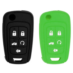 5 Button Silicone Key Cover for Cruze Equinox Impala Malibu Sonic Terrain Lacrosse Regal Verano Encore Allure 2010-2021 P409MK74946931 5921873 (Black & Green)