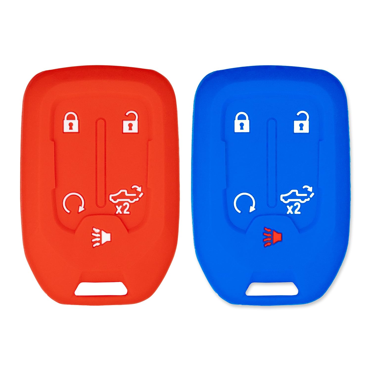 Key Fob Cover for Silverado Sierra  Soft Rubber Protective Case Red & Blue