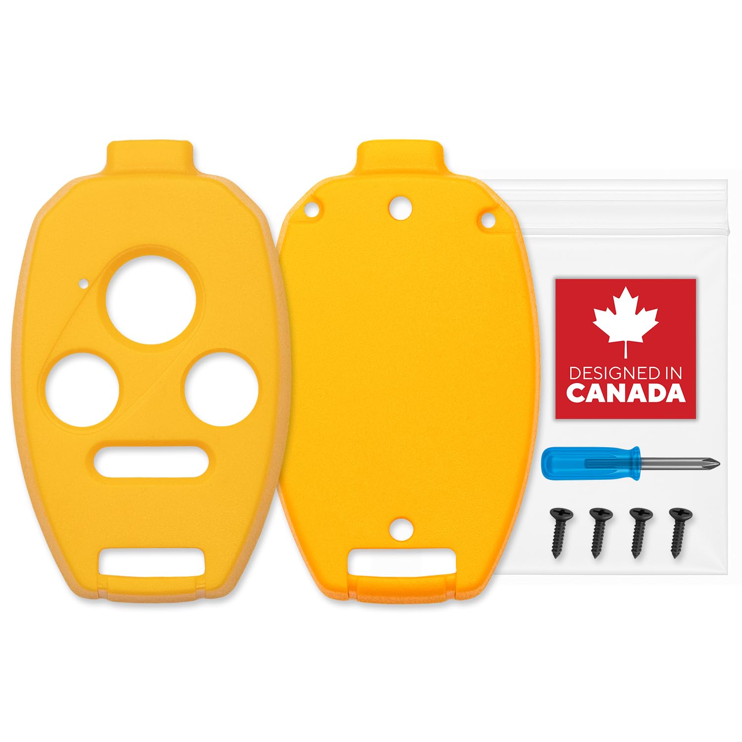 No Cutting Required Key Fob Shell Case for Honda Civic, Accord, CR-V, Pilot ? Durable & Crack-Resistant ? Seamless Fit ? Enhanced Longevity & Functionality ? Upgraded Version (Yellow, 4 Button V3) SAP-HON-V3-YLW-4B