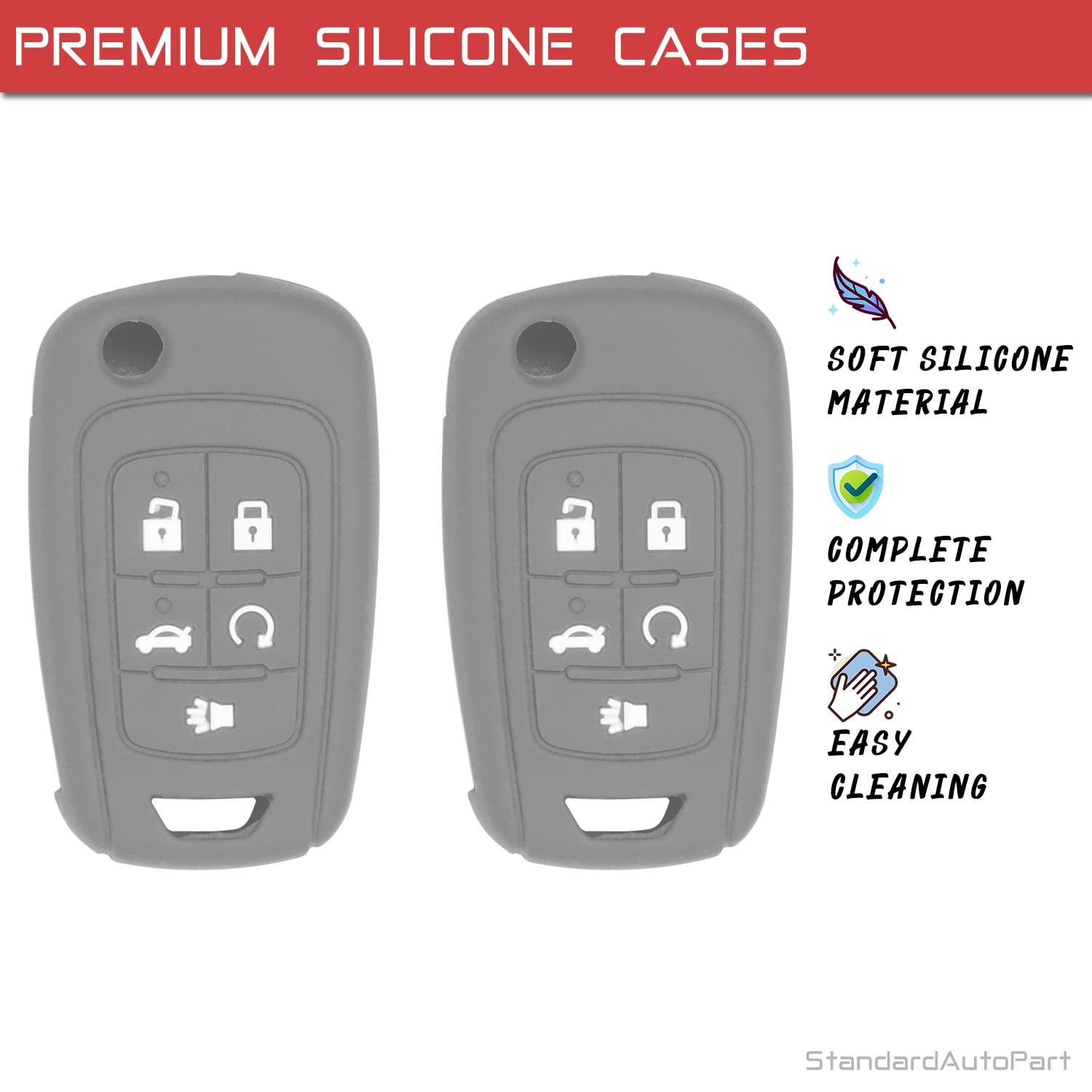 Silicone case for Flip Key 5 Button for Cruze Equinox Impala Malibu Sonic Terrain Lacrosse Regal Verano Encore Allure (Double Grey)