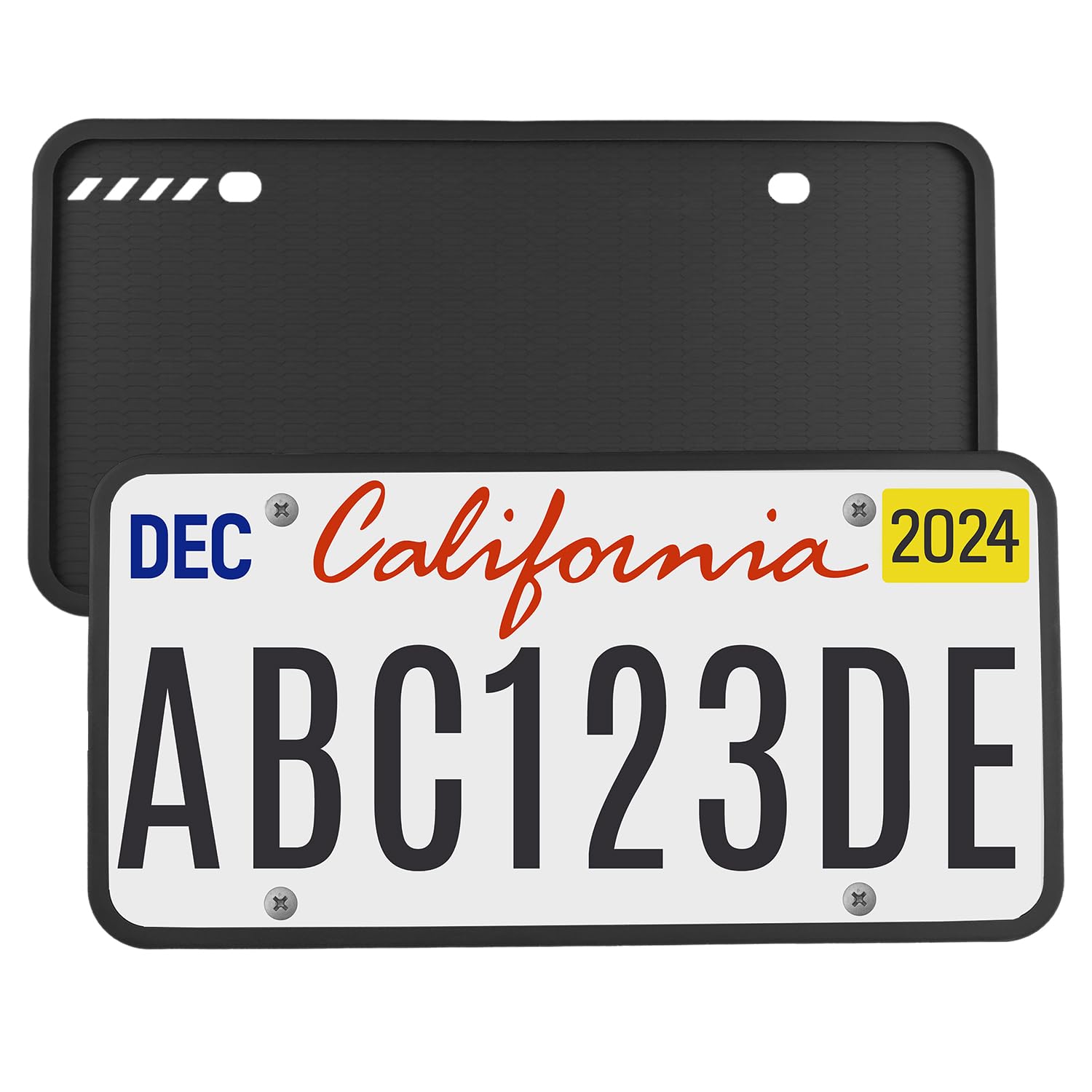 License Plate Frame Bracket Holder Rust, Rattle, Weather-Proof for US and CA SAP-LPF-BLK-2