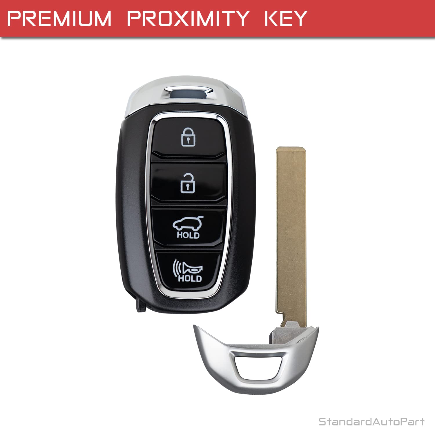 StandardAutoPart Smart Proximity Key Fob Remote Compatible with Hyundai Elantra (2021-2024) Elantra N (2022-2023) NYOMBEC5FOB2004 95440-IB100 (4 Button)