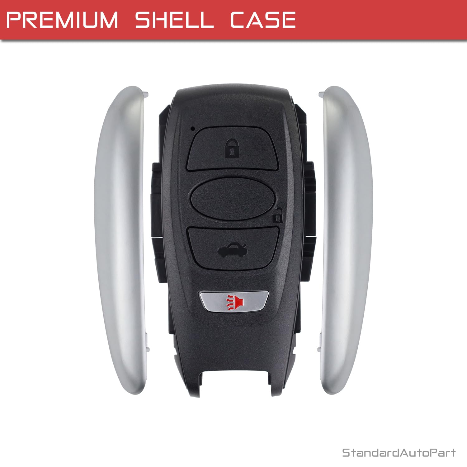 StandardAutoPart Smart Key Fob Shell Case Compatible with Subaru Ascent BRZ Crosstrek Crosstrek XV Forester Impreza Legacy Outback WRX STI HYQ14AHC (4 Button)