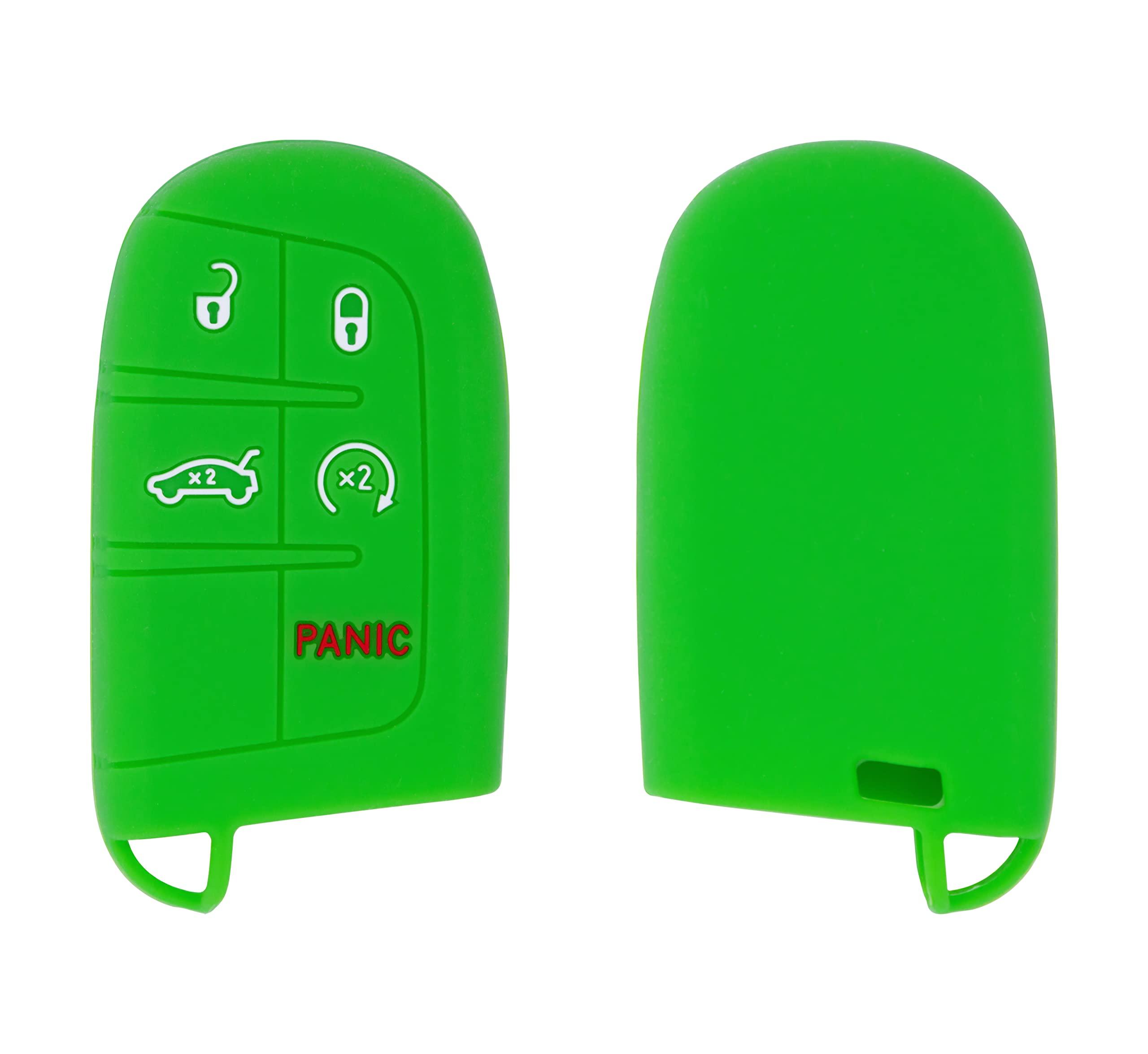 Silicone Case for Keyless Entry Smart Key fob for Jeep Grand Cherokee Compass Journey Durango (Single, Green)