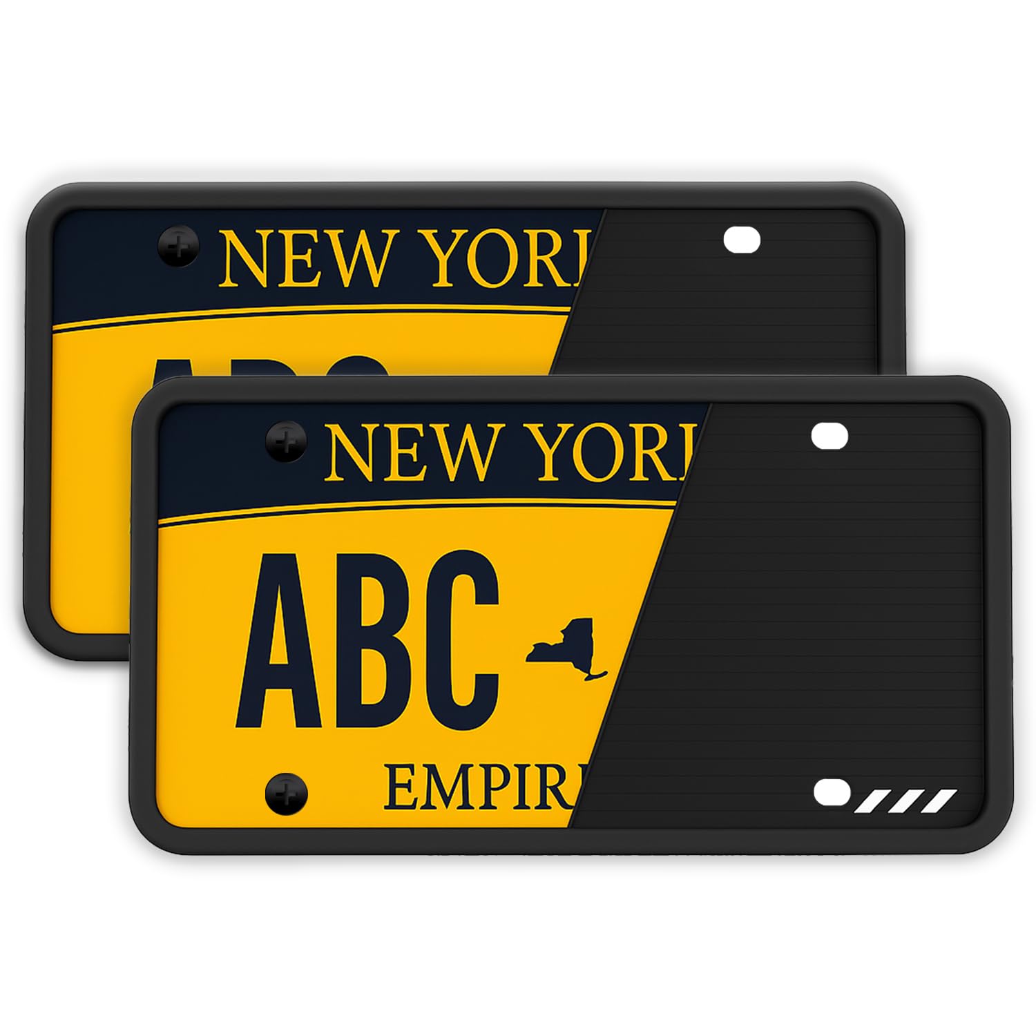 License Plate Frame Bracket Holder Rust, Rattle, Weather-Proof for US and CA SAP-LPF-BLK-(2Pk)
