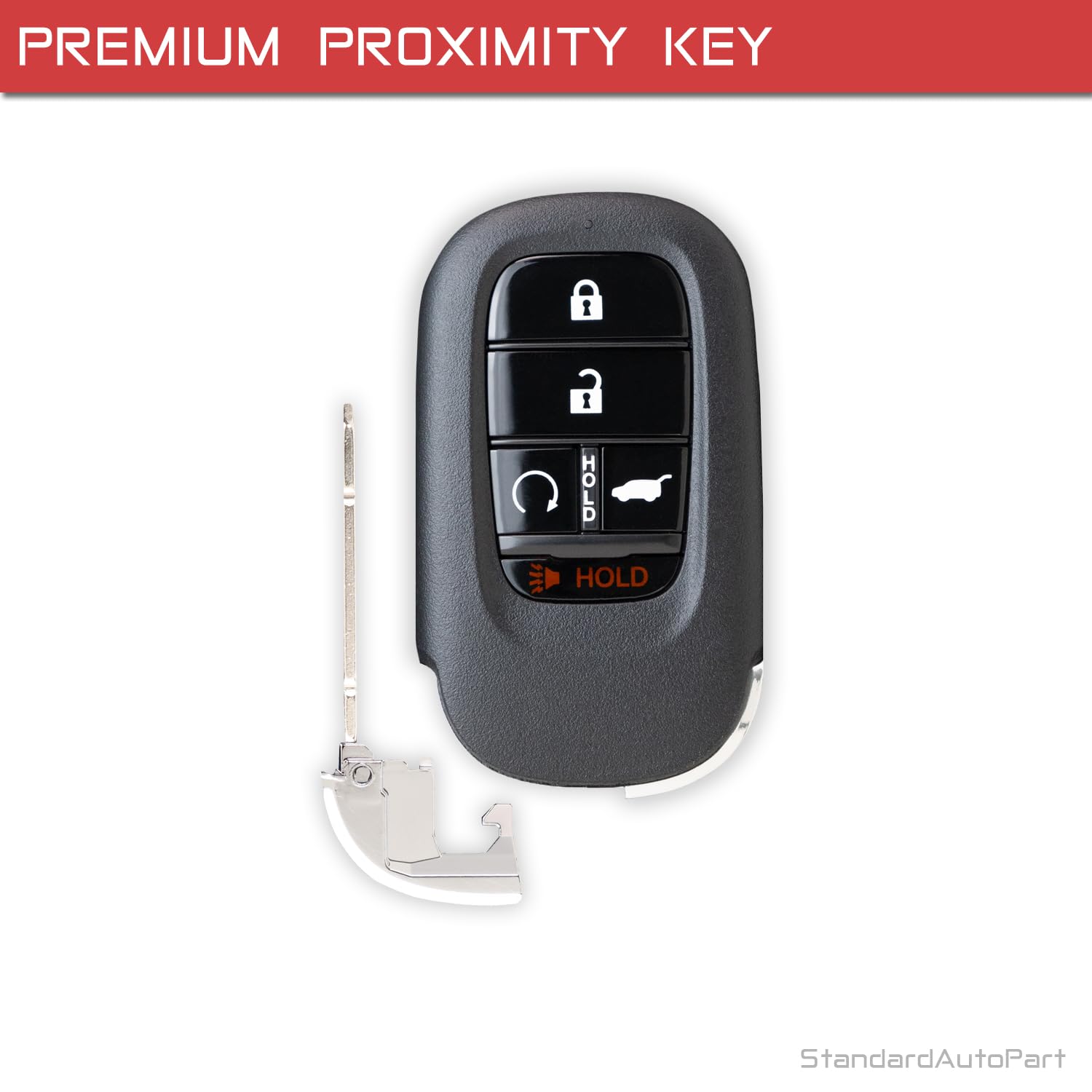 StandardAutoPart Premium Replacement Key Compatible with Honda Civic CR-V HR-V Pilot 2022 2023 2024 2025 KR5TP-4 72147-T43-A11 (5 Button) IC: 7812D-TP4