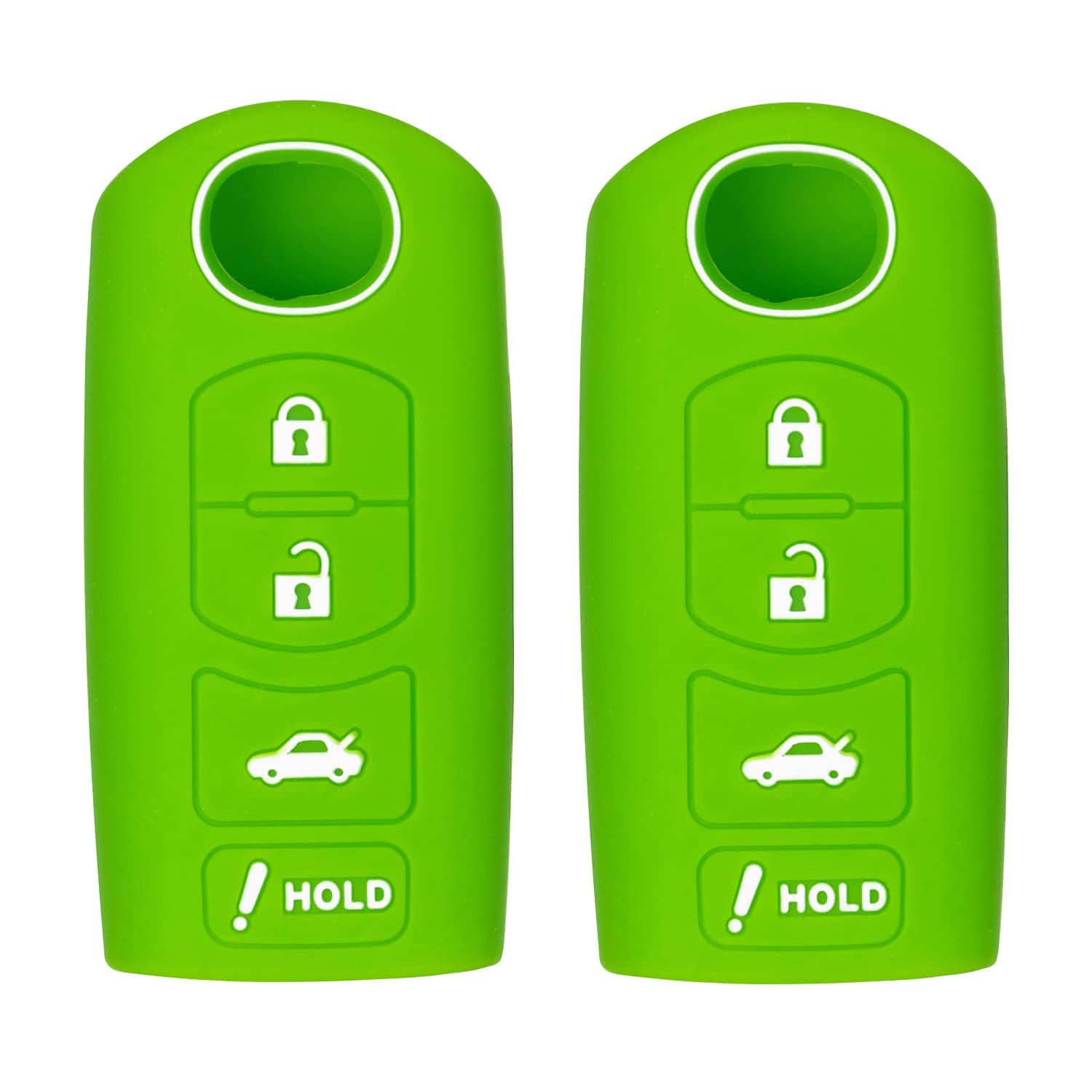Silicone Case for Smart Key Remote Keyless Entry for Mazda 3 6 CX-5 CX-7 CX-9 MX-5 Miata CX-3 2 Speed 3 KR55WK49383 WAZX1T768SKE11A03 (Double Green)