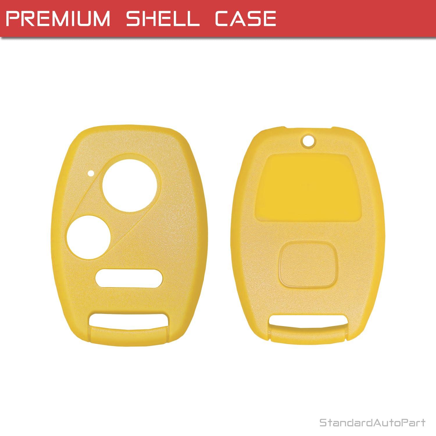 Car Remote Head Key 3 Button Shell Case for Honda Civic Fit CR-V Insight Odyssey Pilot Fit Ridgeline (No Key Cutting Required) (Yellow)