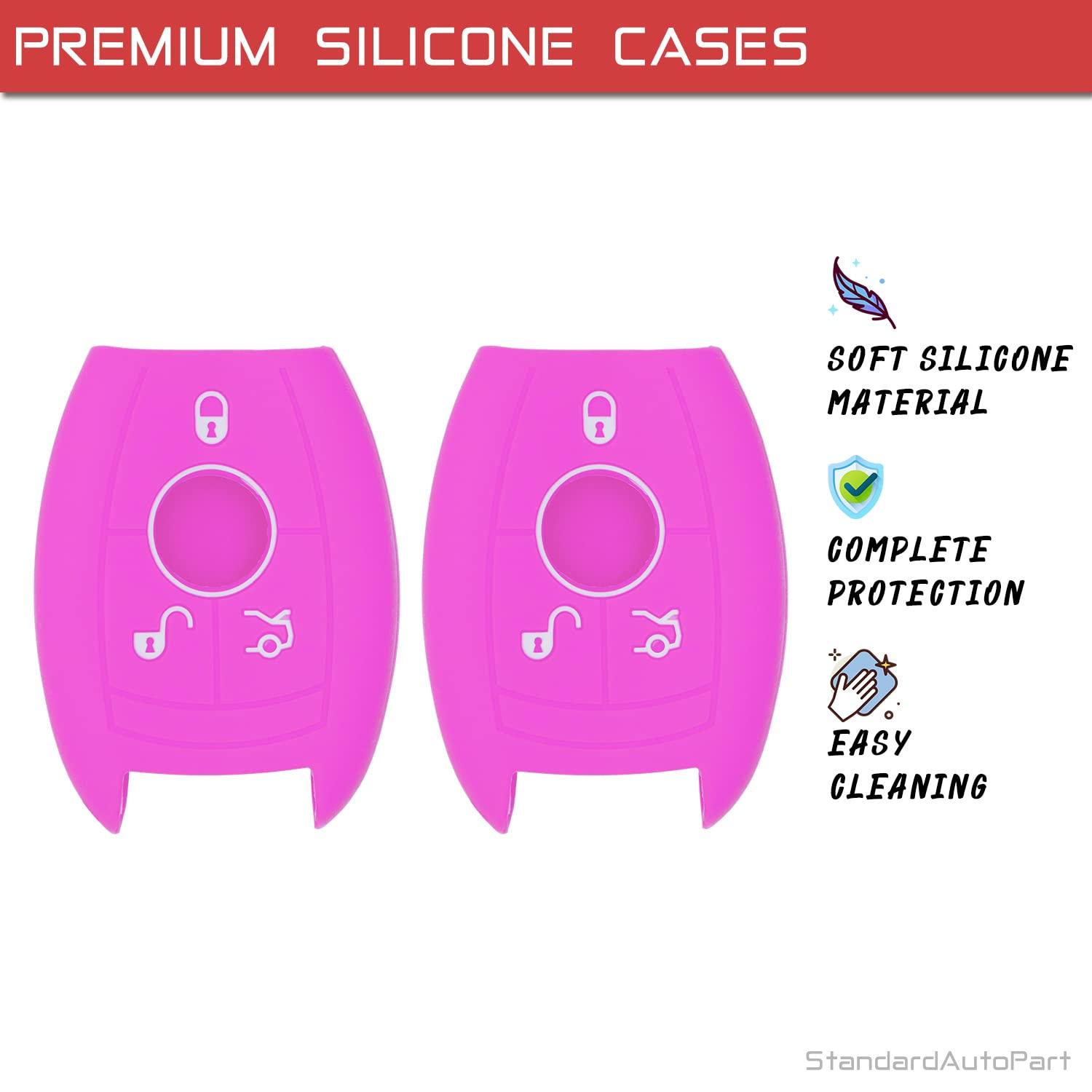 Smart Key Remote Keyless Entry Silicone Case for Mercedes Benz Proximity Prox Key (Double Purple)
