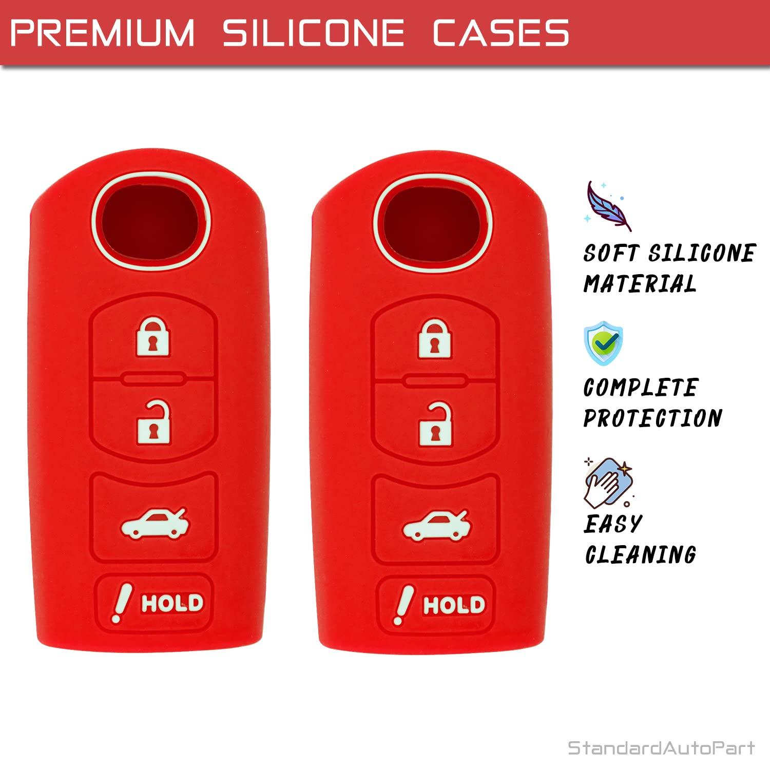 Silicone Case for Smart Key Remote Keyless Entry for Mazda 3 6 CX-5 CX-7 CX-9 MX-5 Miata CX-3 2 Speed 3 KR55WK49383 WAZX1T768SKE11A03 (Double Red)